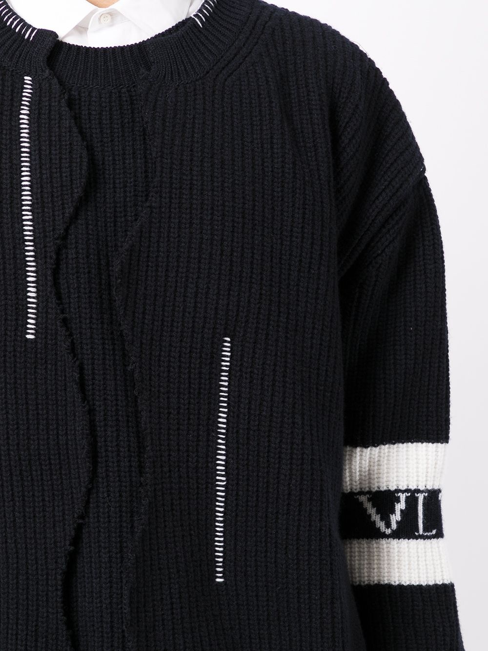 VLTN layered rib-knit jumper - 5