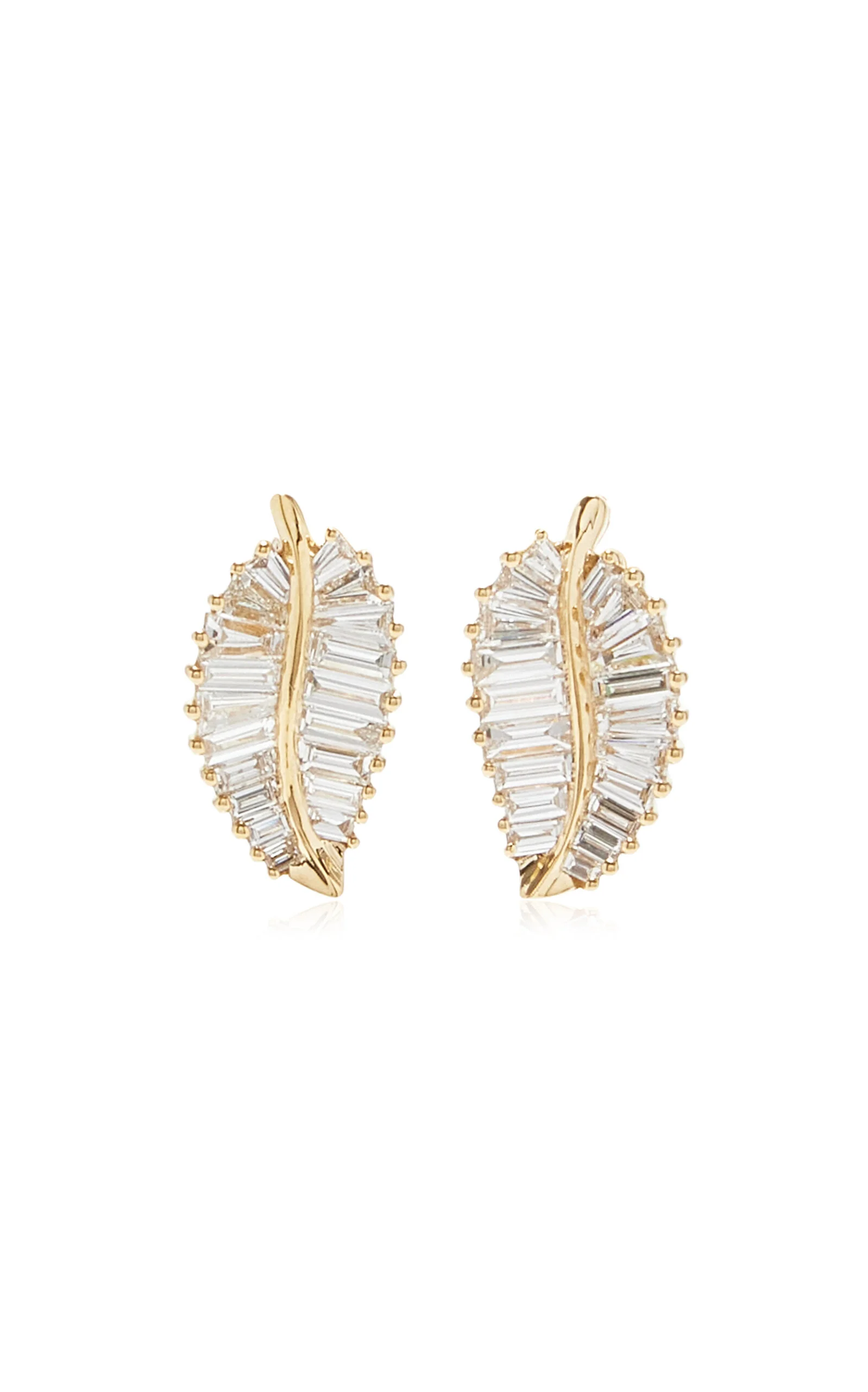 18K Yellow Gold Diamond Earrings - 1