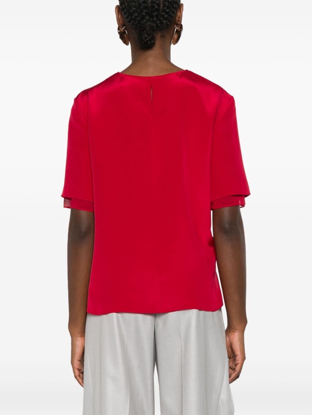Slash cut-out silk blouse - 4