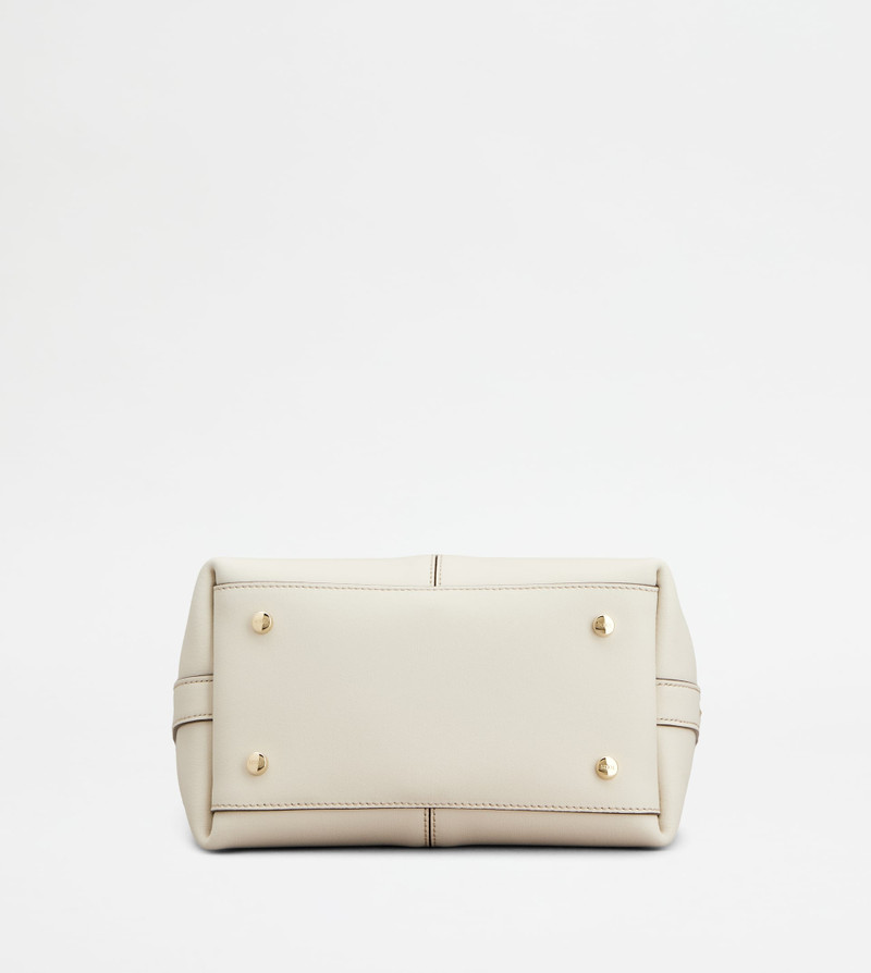 TOTE SHOPPING BAG IN LEATHER MINI - WHITE 3