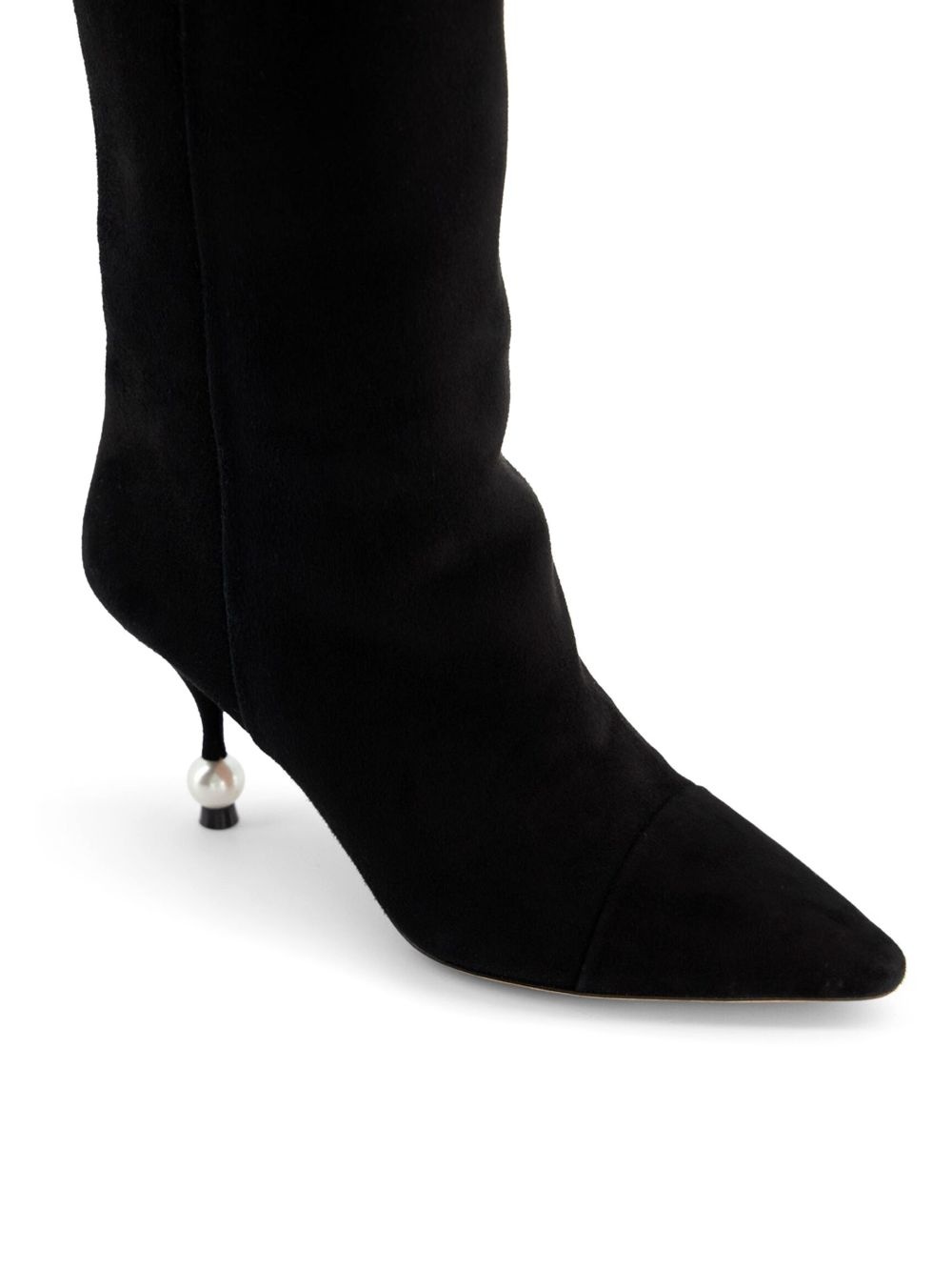 pearl-heel suede boots - 5