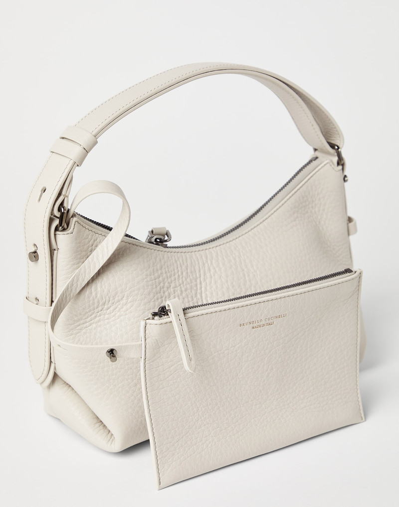 Texture calfskin hobo bag with monili 5