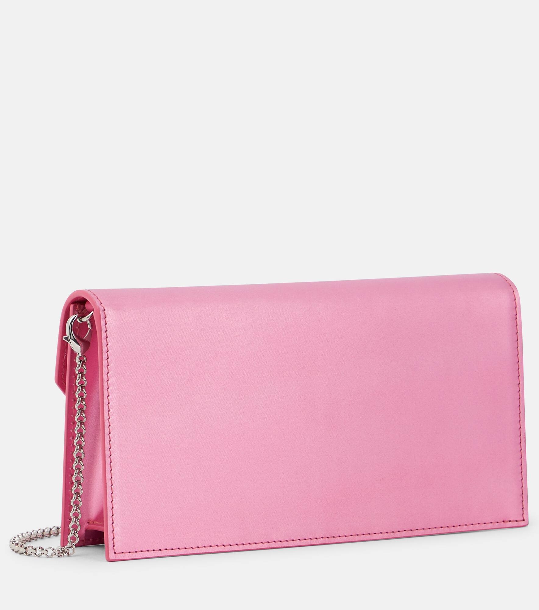 Loubi54 Small leather-trimmed silk clutch - 4