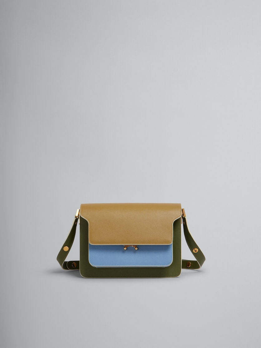 BLUE AND GREEN SAFFIANO LEATHER MEDIUM TRUNK BAG - 1