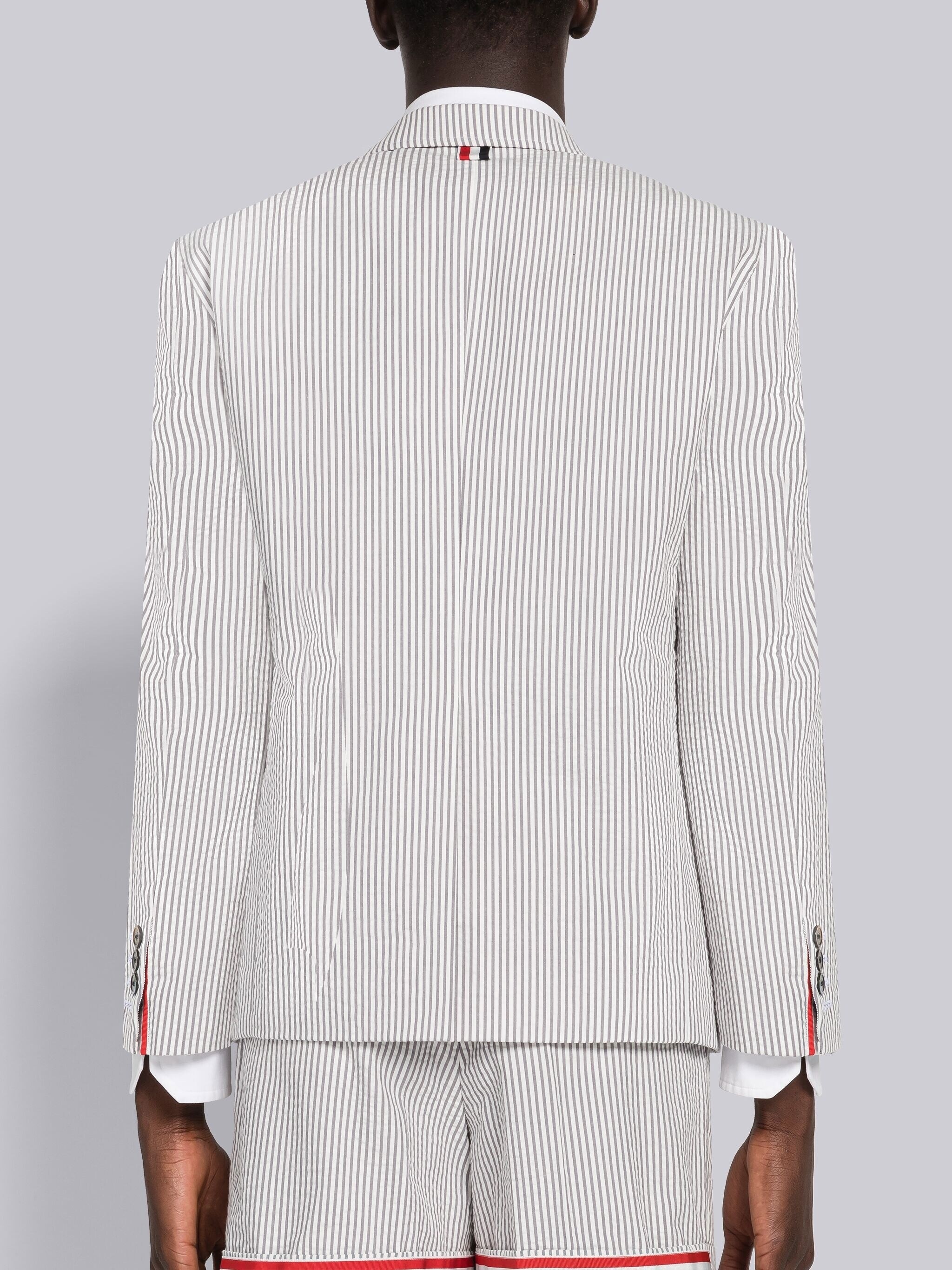 Seersucker Grosgrain Placket Sport Coat - 3