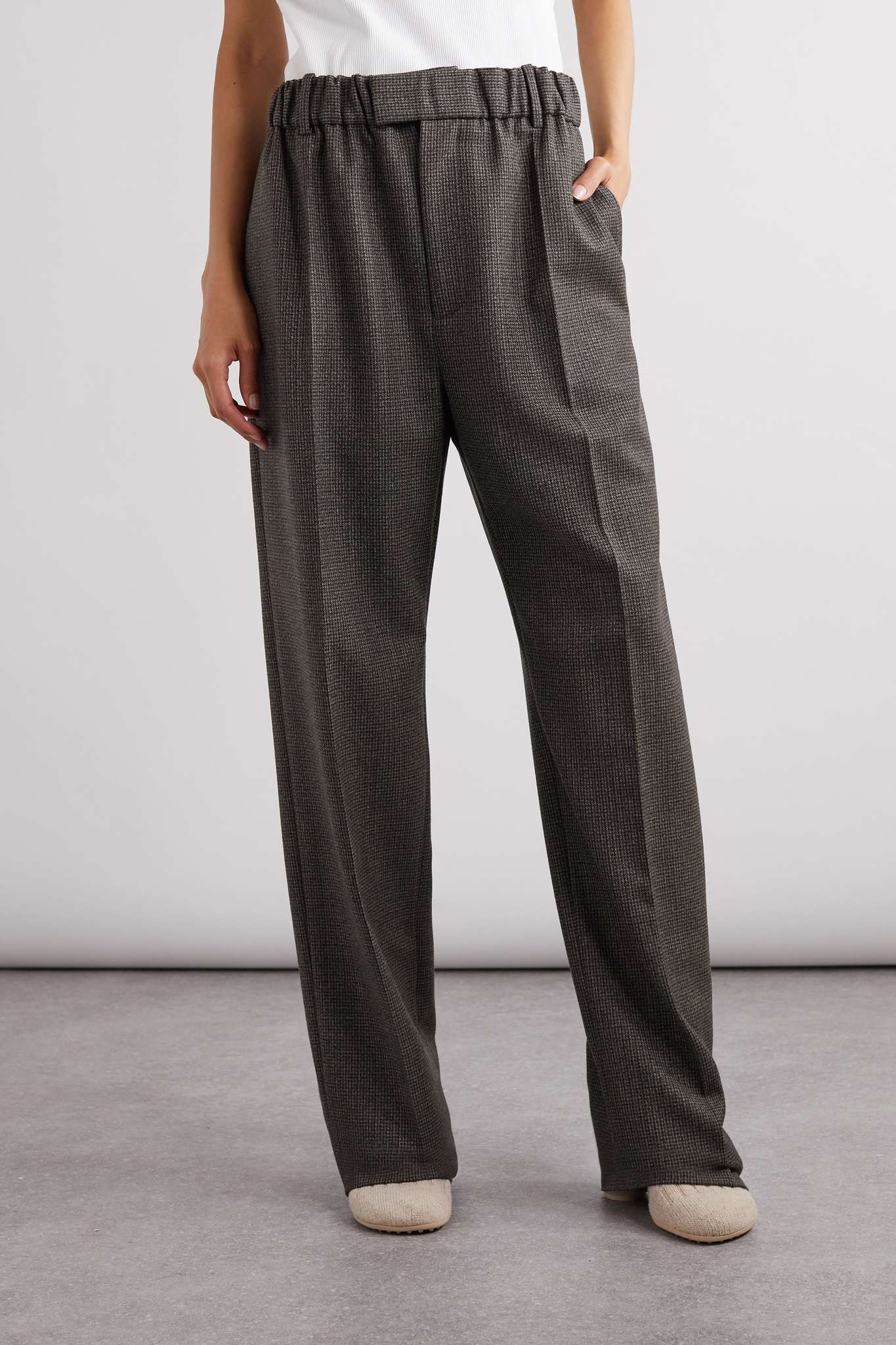 Checked wool straight-leg pants - 3