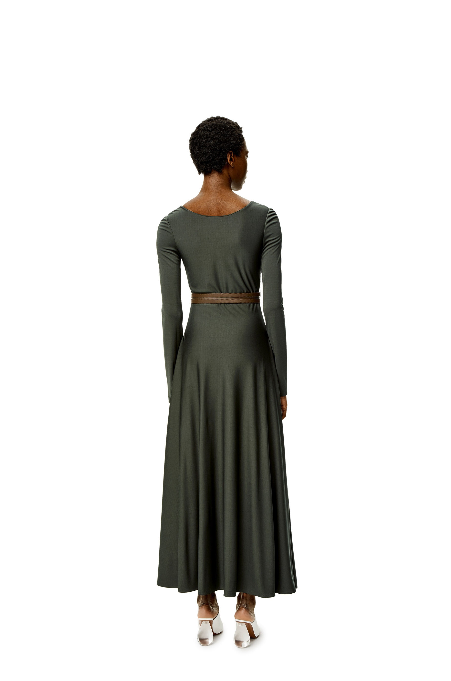Belted midi dress in viscose - 3
