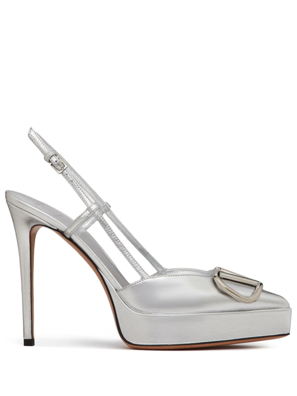 VLogo metallic leather pumps - 1