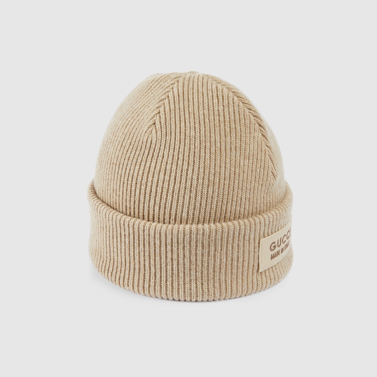 Knit wool hat with patch - 1