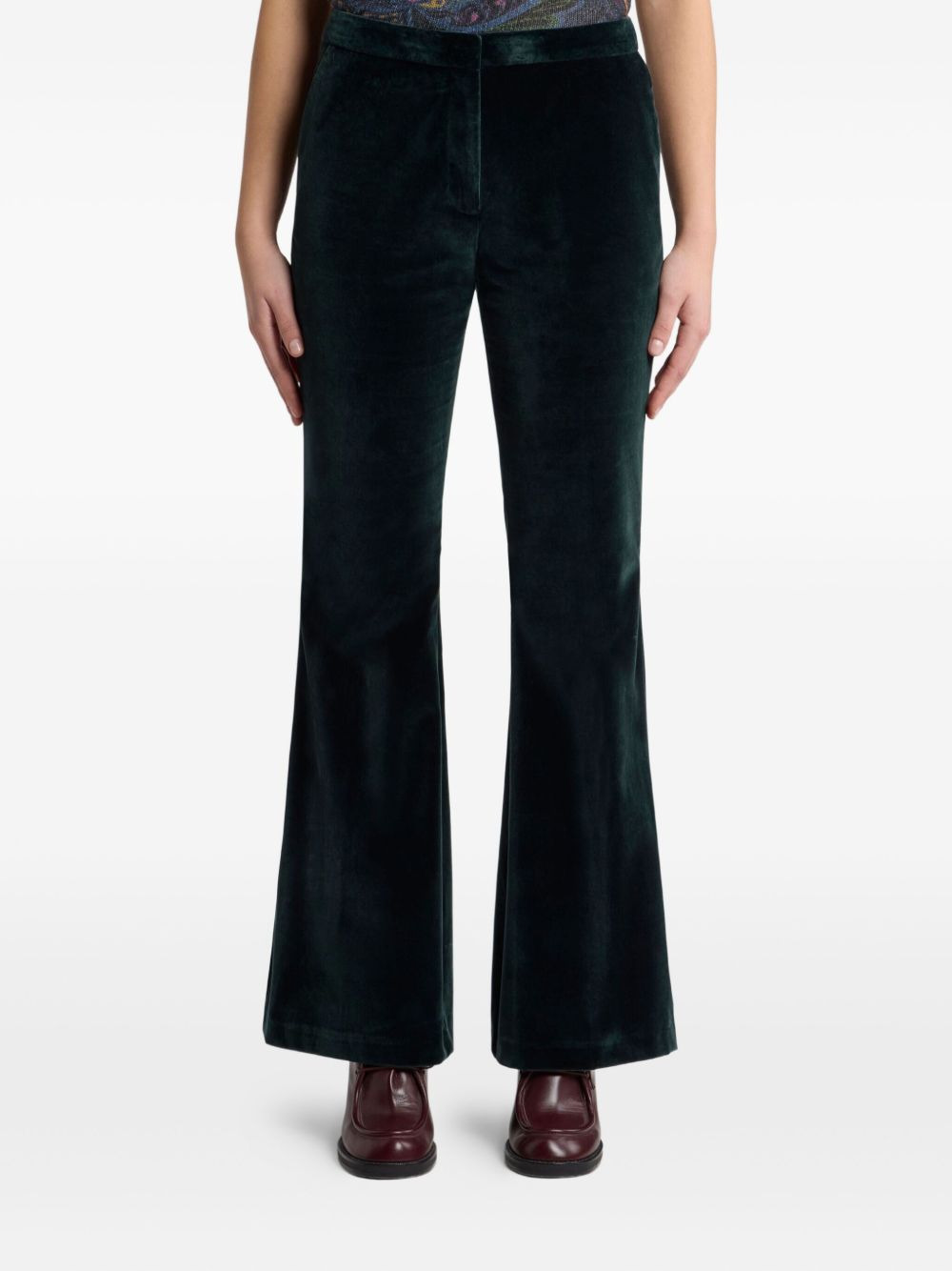 velvet flared trousers - 3