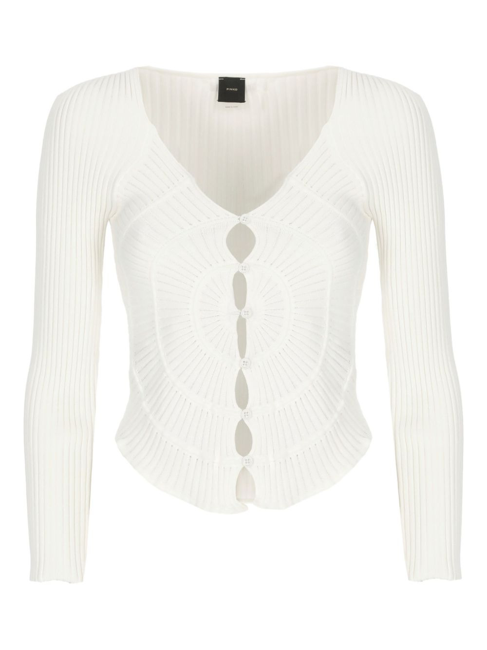 ribbed long-sleeve cardigan - 1