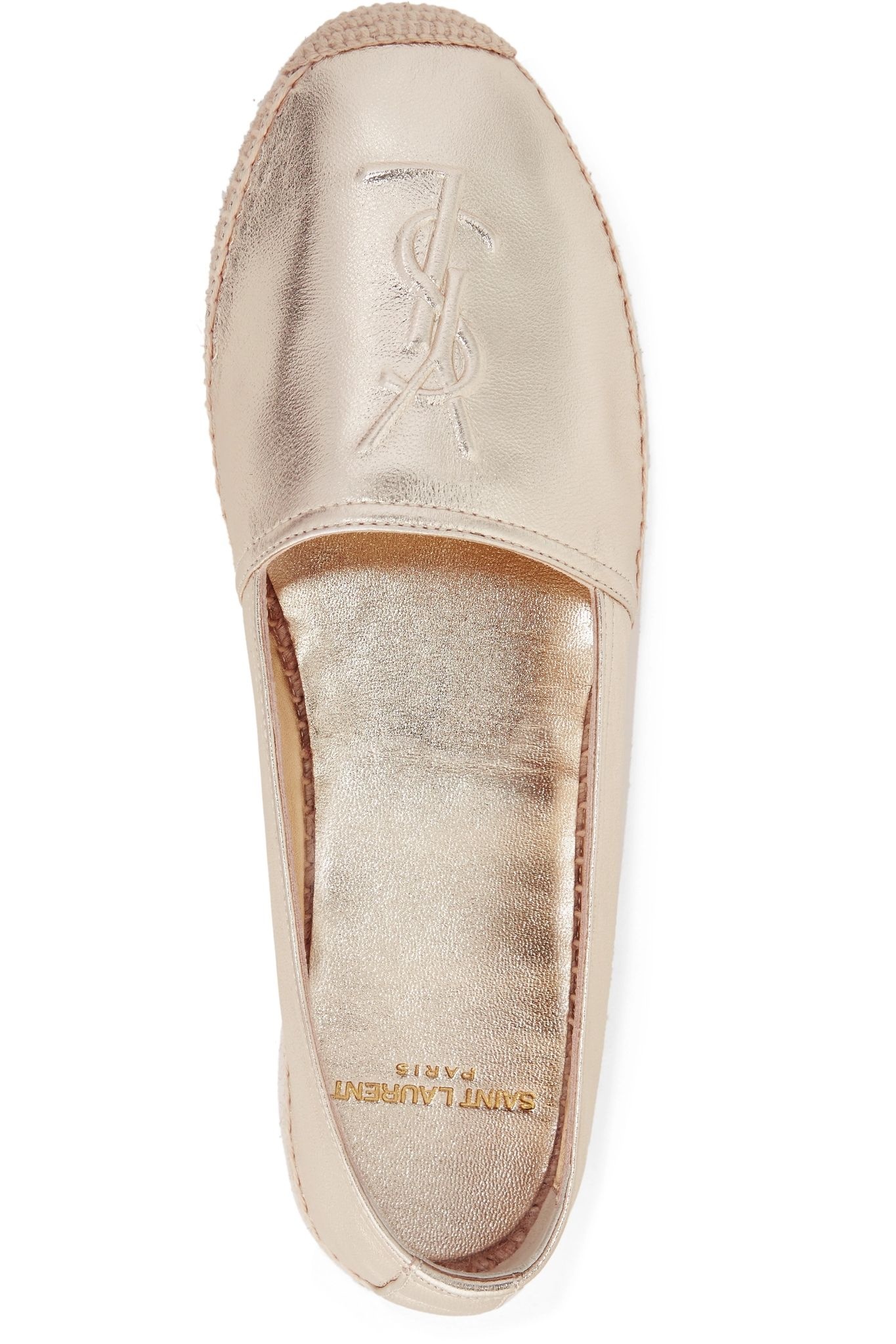 Logo-embossed metallic leather espadrilles - 6