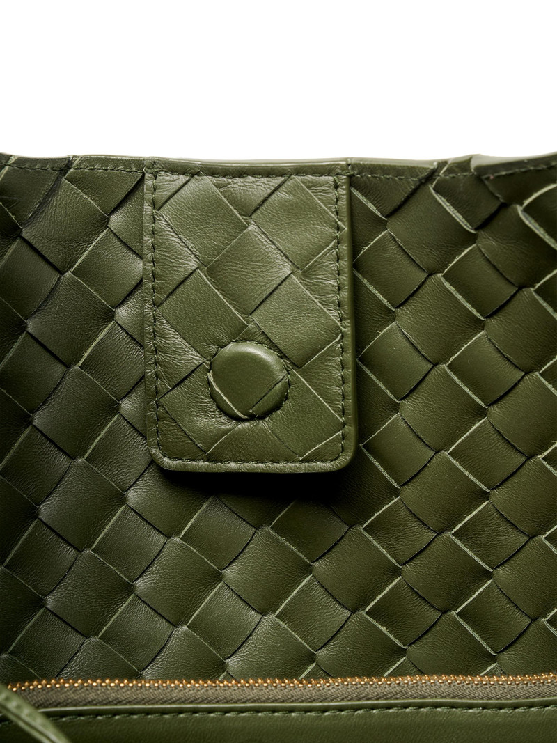 Women's Campana Large Intrecciato-Suede Shoulder Bag - Green Tweed Brass 4