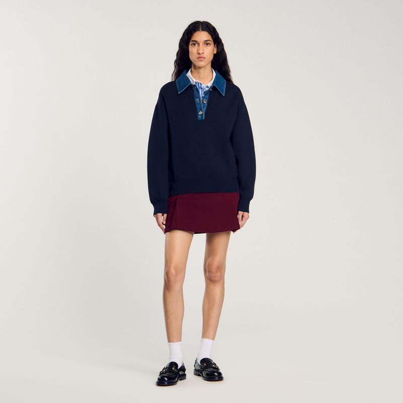 Sandro SWEATER WITH DENIM COLLAR outlook