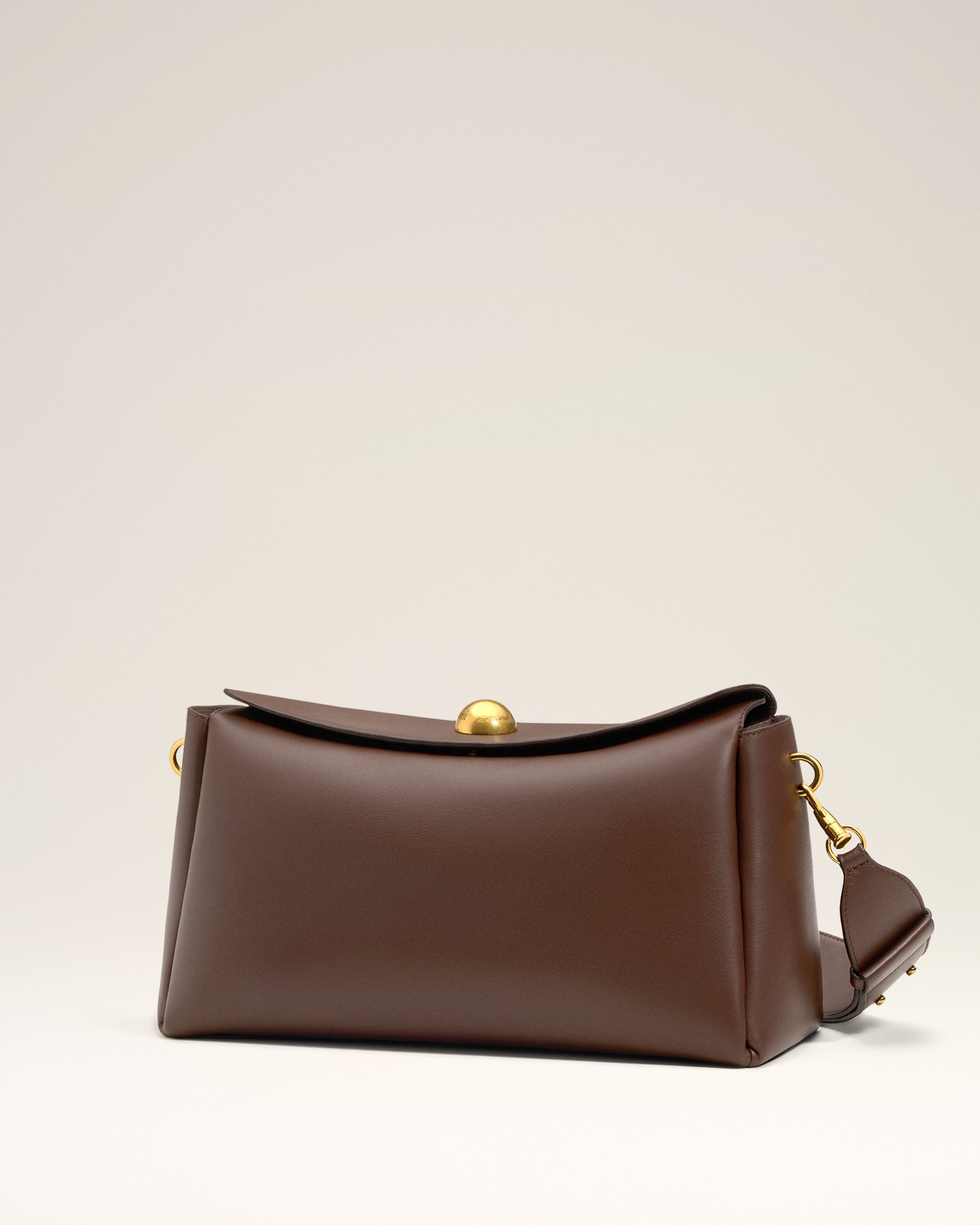 BROWN SMOOTH LEATHER CARROUSEL MEDIUM BAG - 4