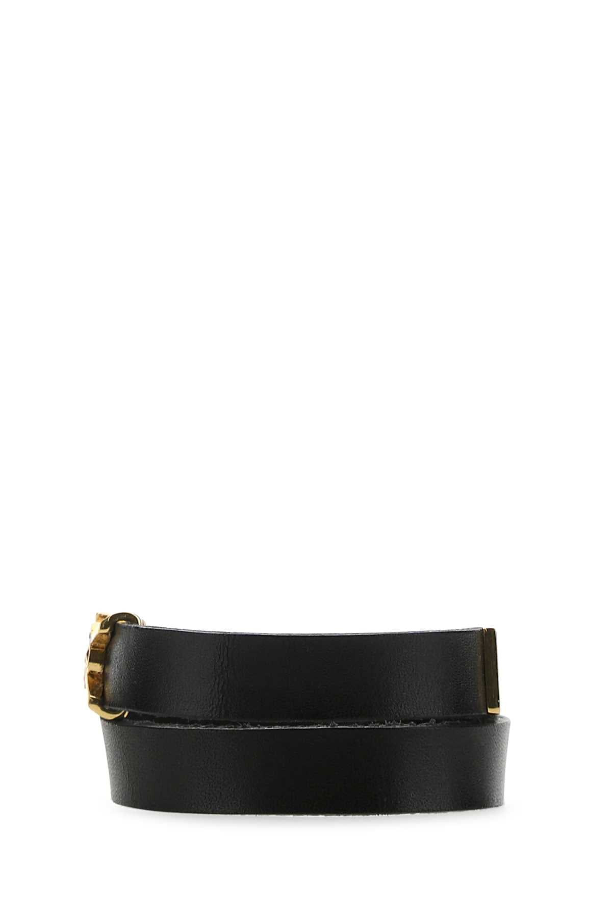 Saint Laurent Men Black Leather Opyum Bracelet - 2