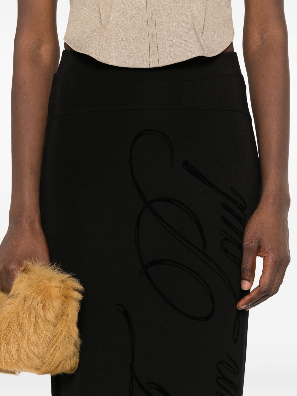 flocked-logo midi skirt - 5