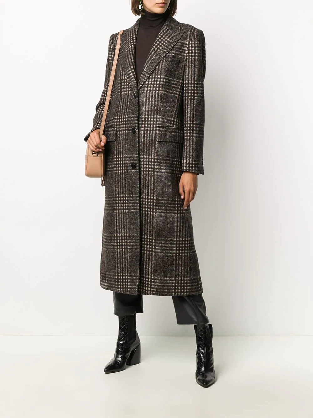 checked long-length coat - 2