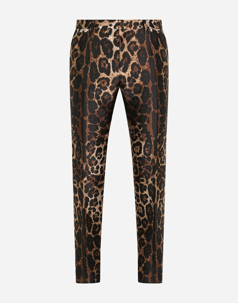 Jacquard pants with leopard design - 1