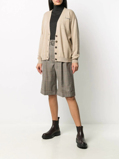 Brunello Cucinelli check-print belted shorts outlook