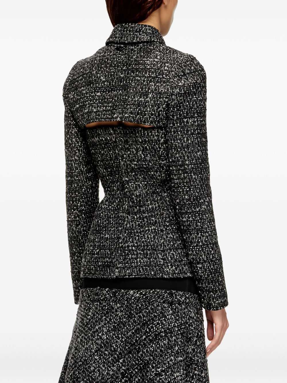 tweed-texture cropped jacket - 4