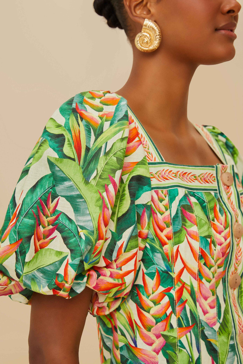 Off-White Heli Leaves Lenzing™ Ecovero™ Euroflax™ Mini Dress 3