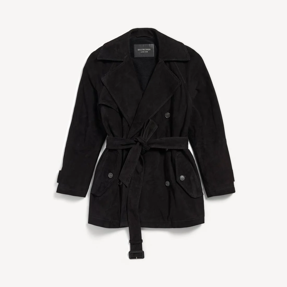 Women's Cocoon Short Trench in Black - 1