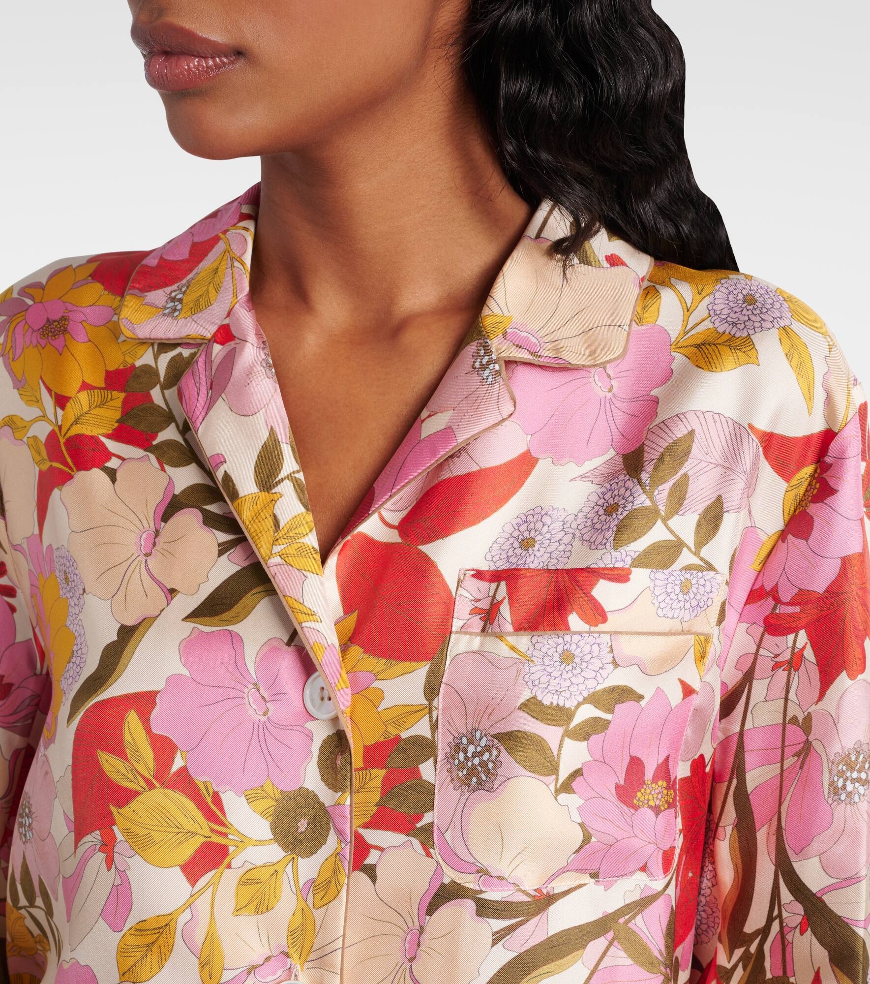 Alan floral silk satin shirt - 4