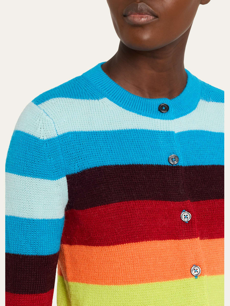 CHRISTOPHER JOHN ROGERS Striped Crop Crewneck Cardigan outlook