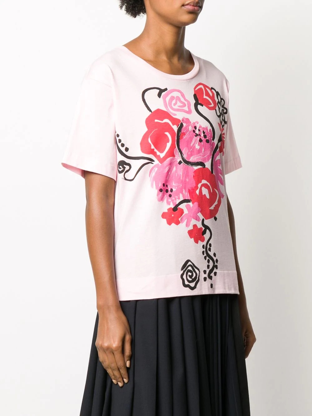 brushstroke floral print T-shirt - 3