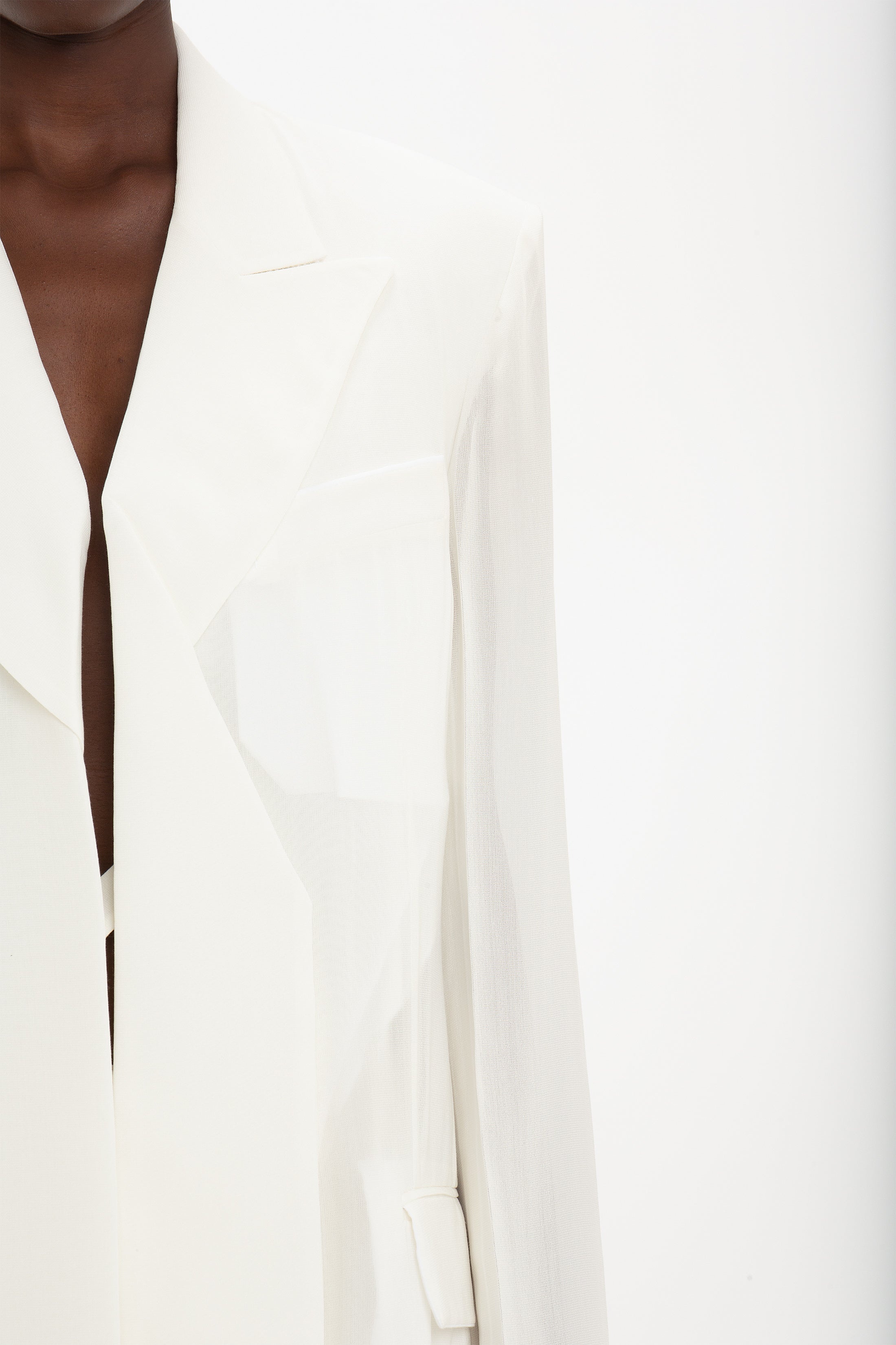 Fold Detail Tailored Jacket In White - 7