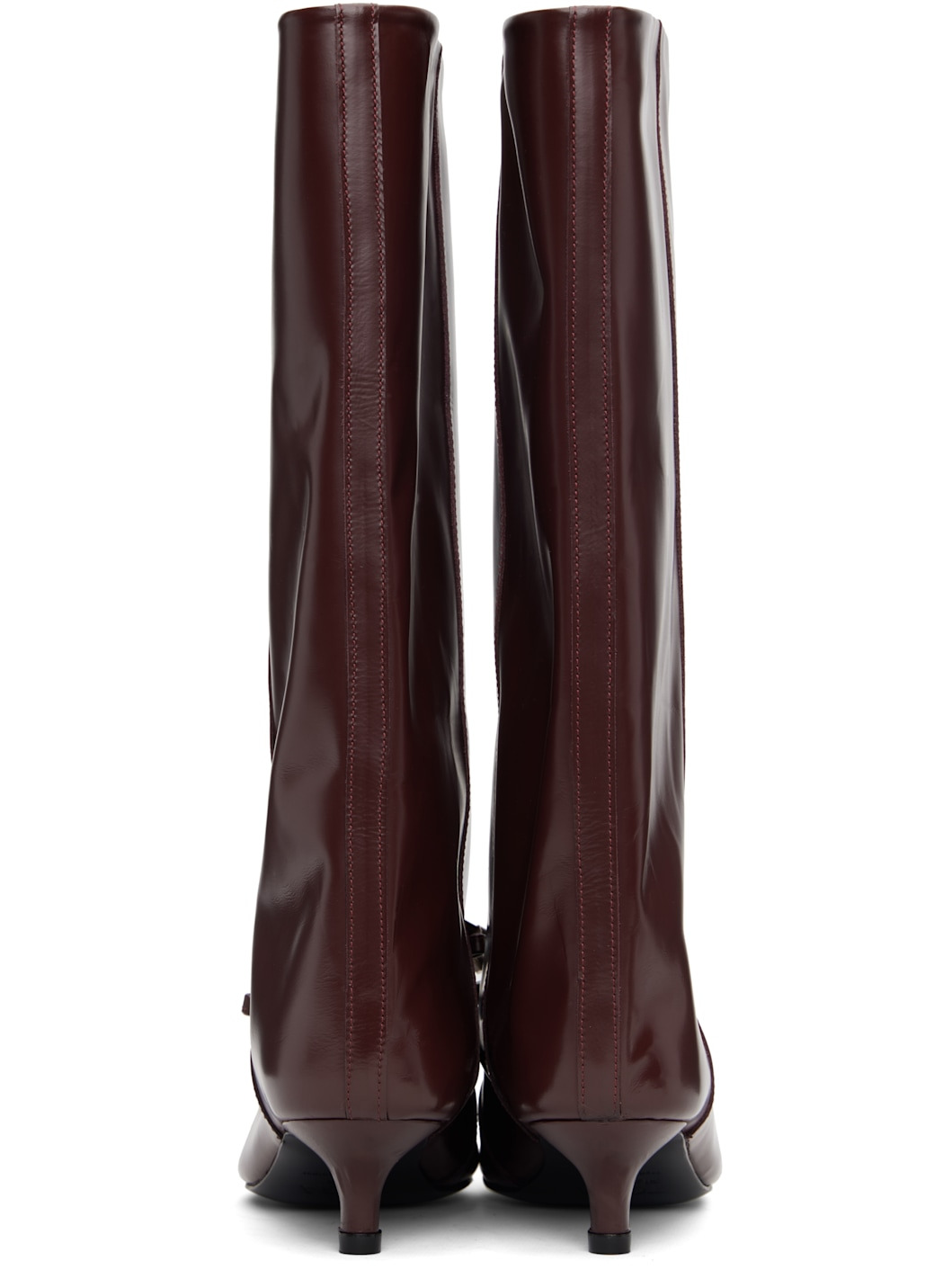 Burgundy Leather Tall Boots - 2