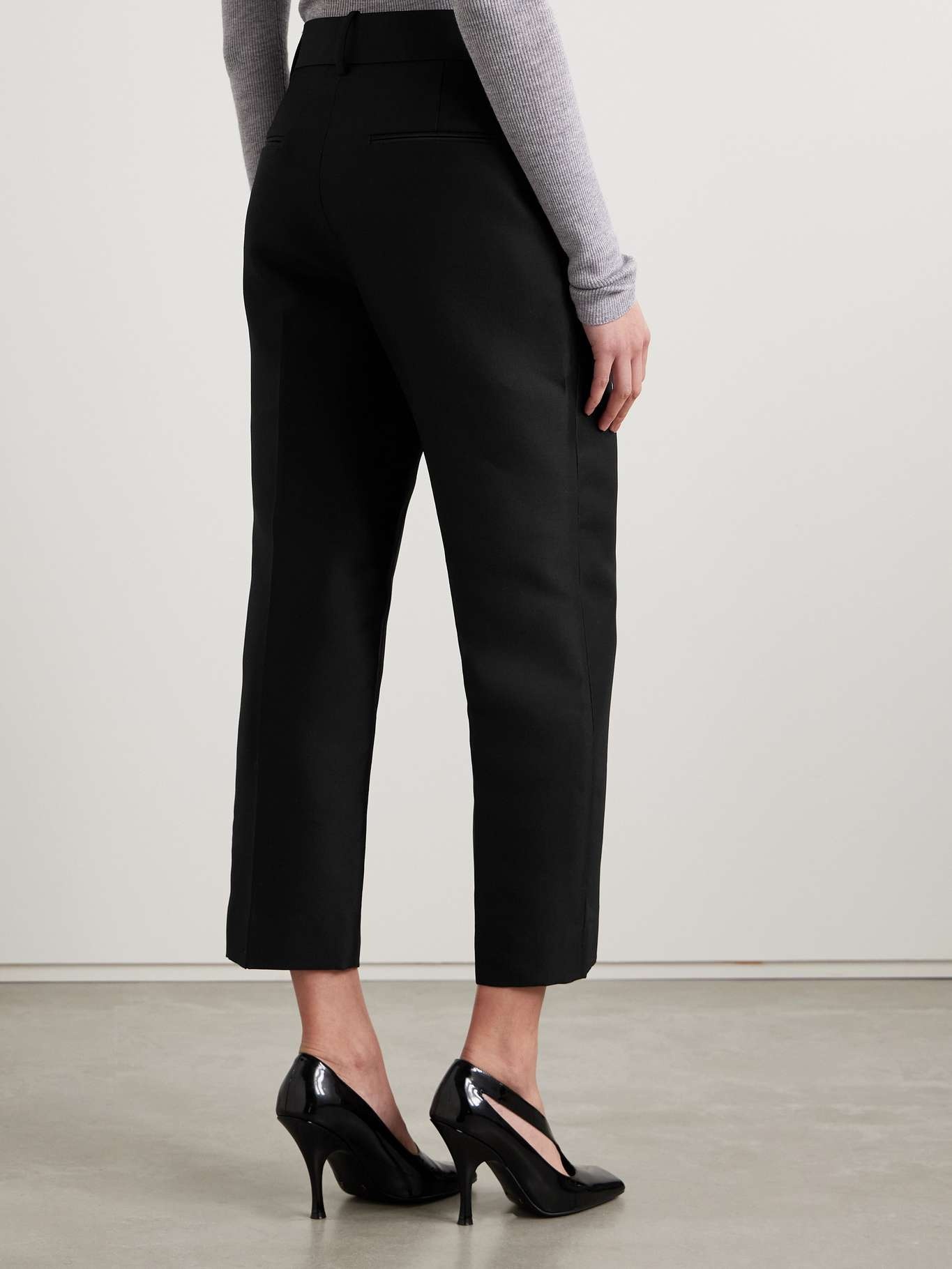 Cam cropped wool and silk-blend faille straight-leg pants Black - 4