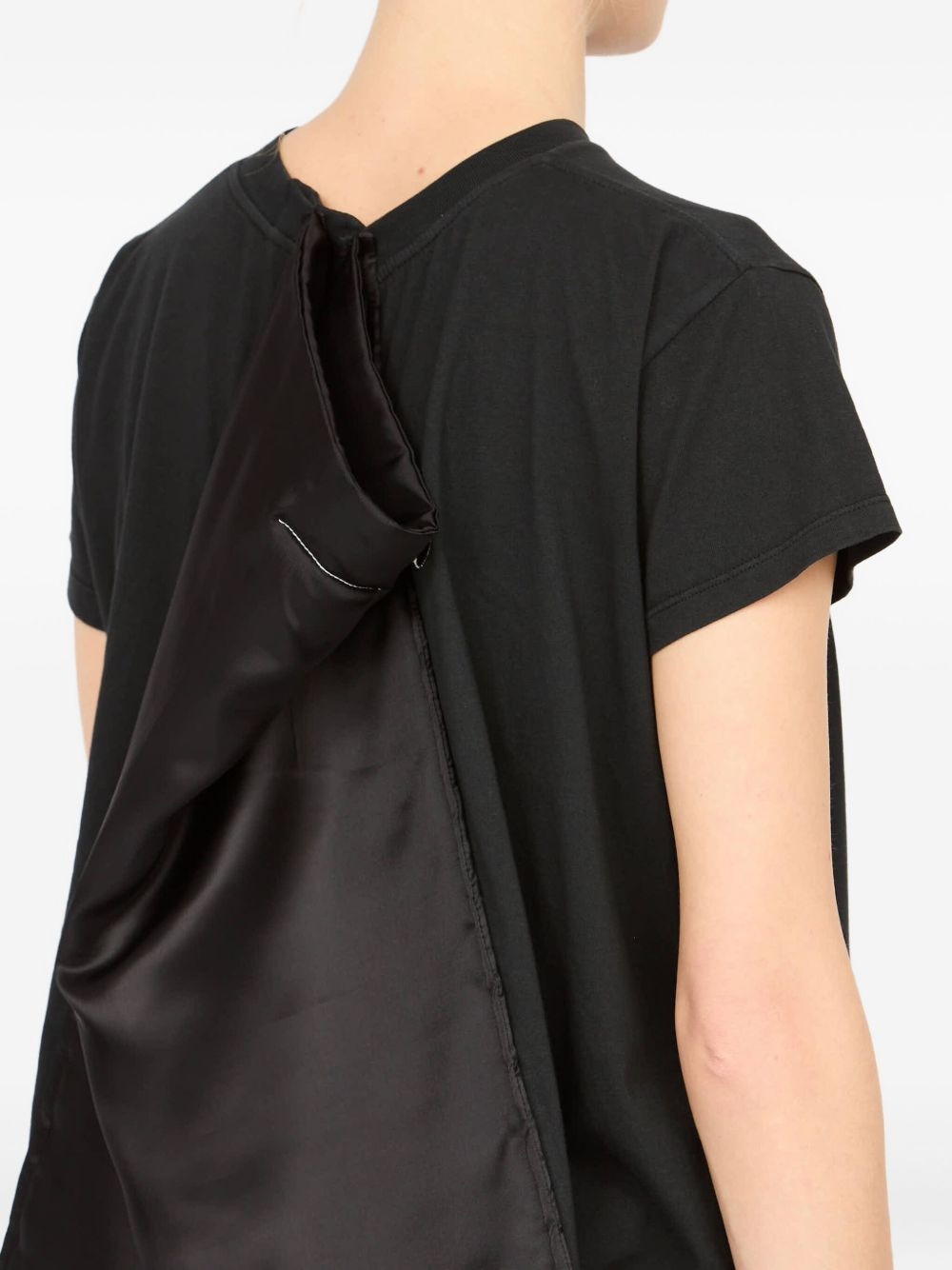 satin-panel cotton T-shirt - 5