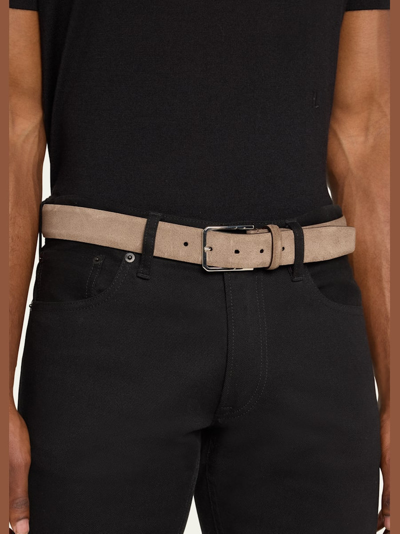 Santoni Men's Suede Square-Buckle Belt outlook