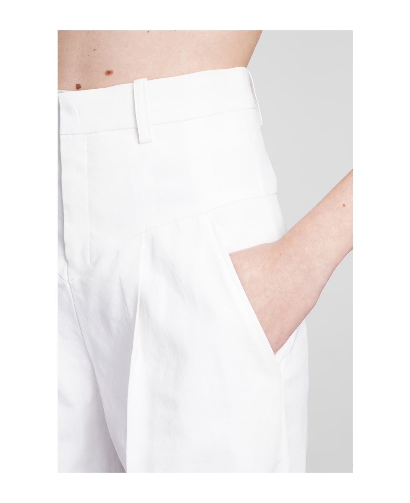 Staya Pants In White Cotton - 5