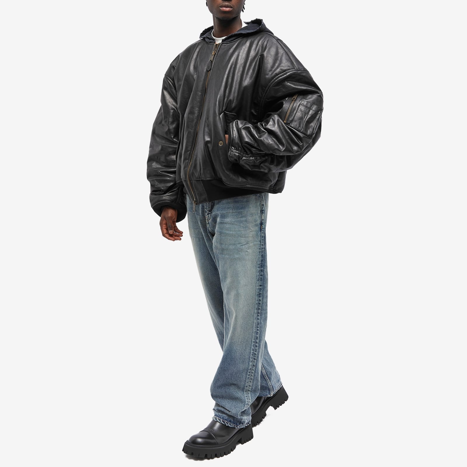 ［大人気！］BALENCIAGA ドレープ Bomber 831515TRO061000 BALENCIAGA Bomber in Black | REVERSIBLE