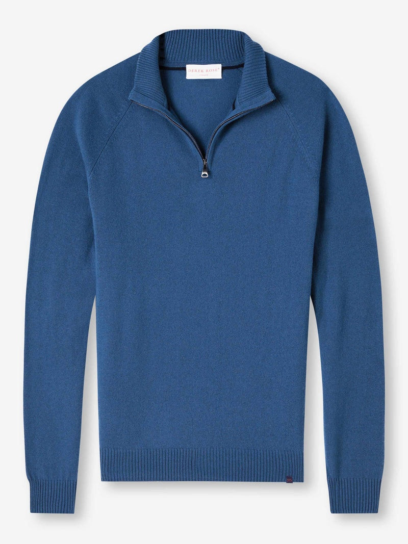 Men's Haf-Zip Sweater Finley 10 Cashmere Denim 1