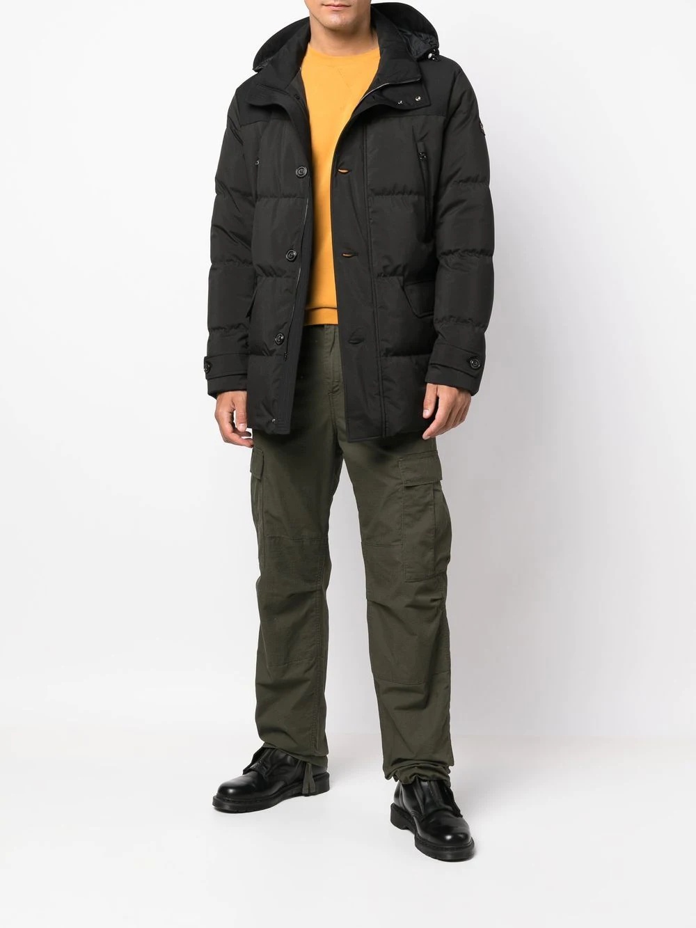 quilted-finish padded coat - 2