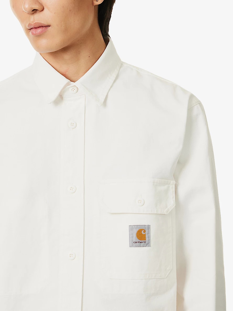 Reno branded-patch cotton shirt - 5