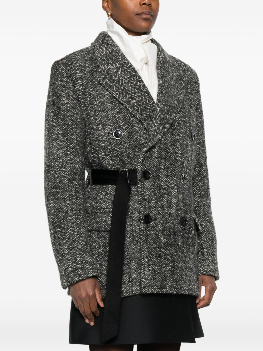 buckle-detail buttoned tweed jacket - 3