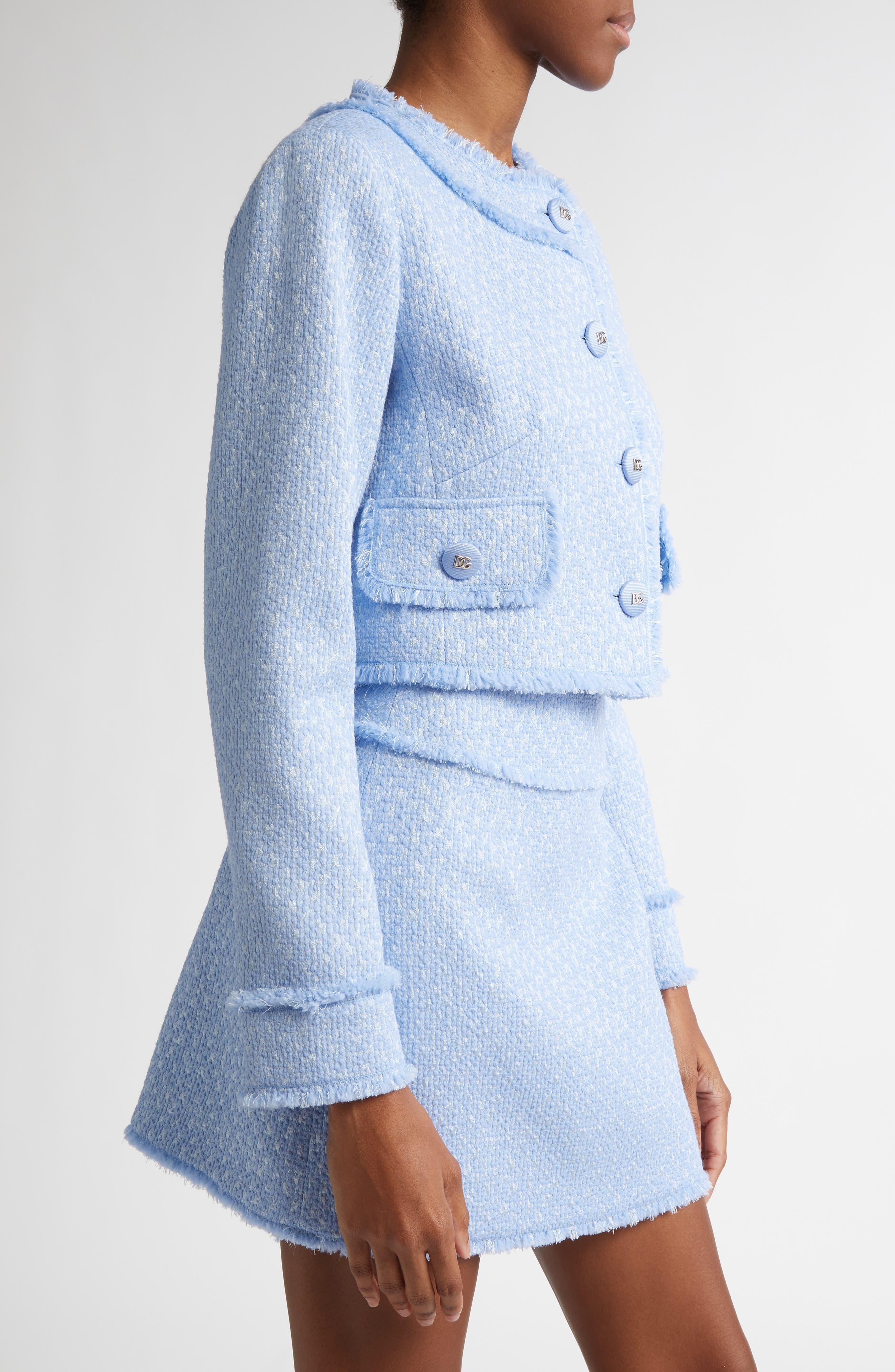 Dolce&Gabbana Houndstooth Check Short Wool Blend Jacket in Glicine Viola Chiari at Nordstrom - 4