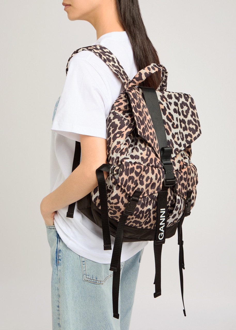 Ganni Leopard-print Nylon Backpack - 5
