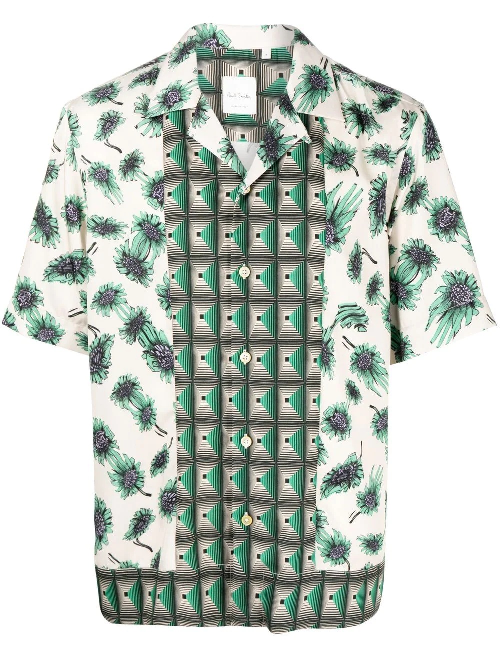 floral-print short-sleeved shirt - 1