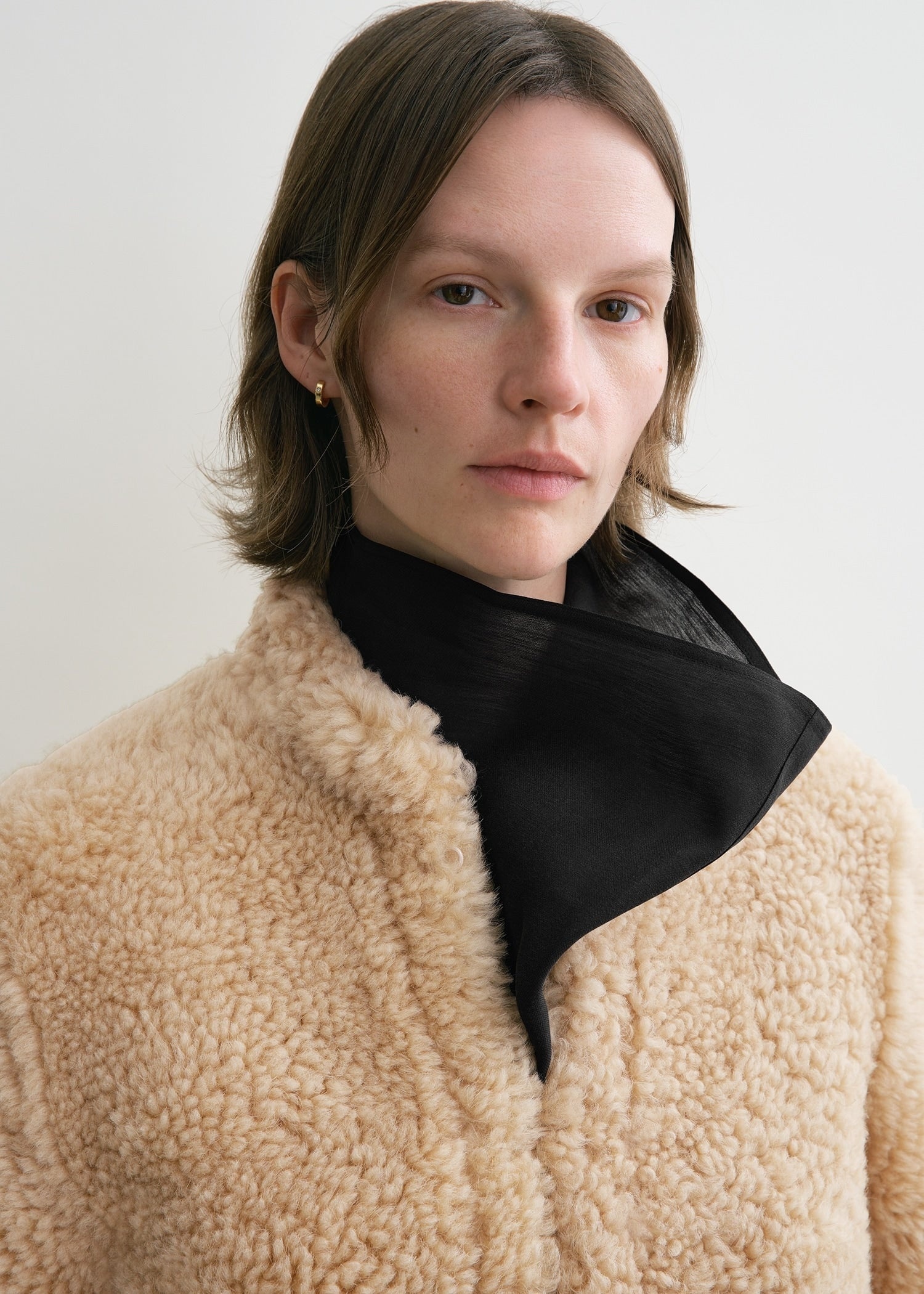 Cinched shearling jacket butter - 5