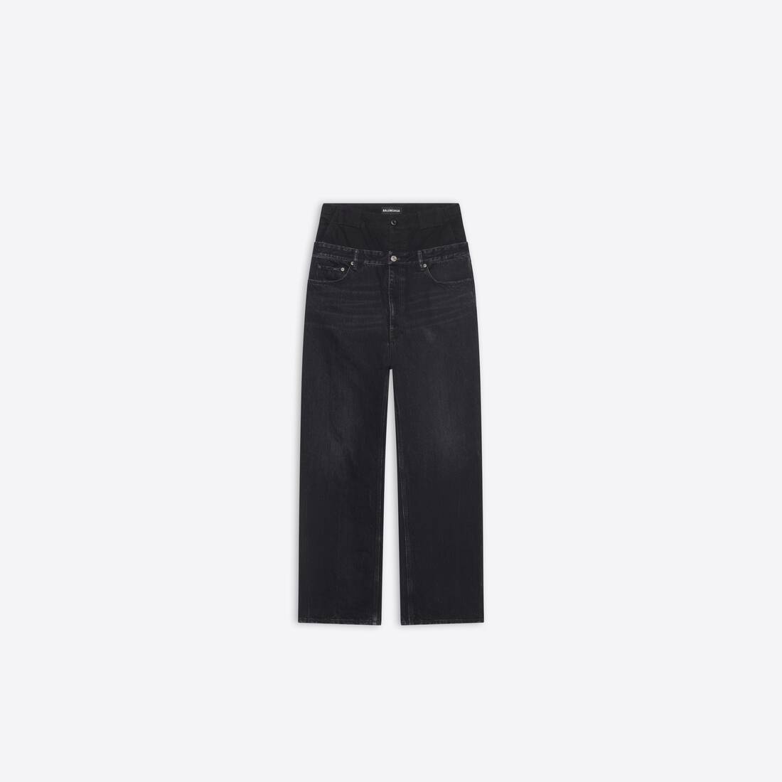 Double Waistband Pants in Black - 1