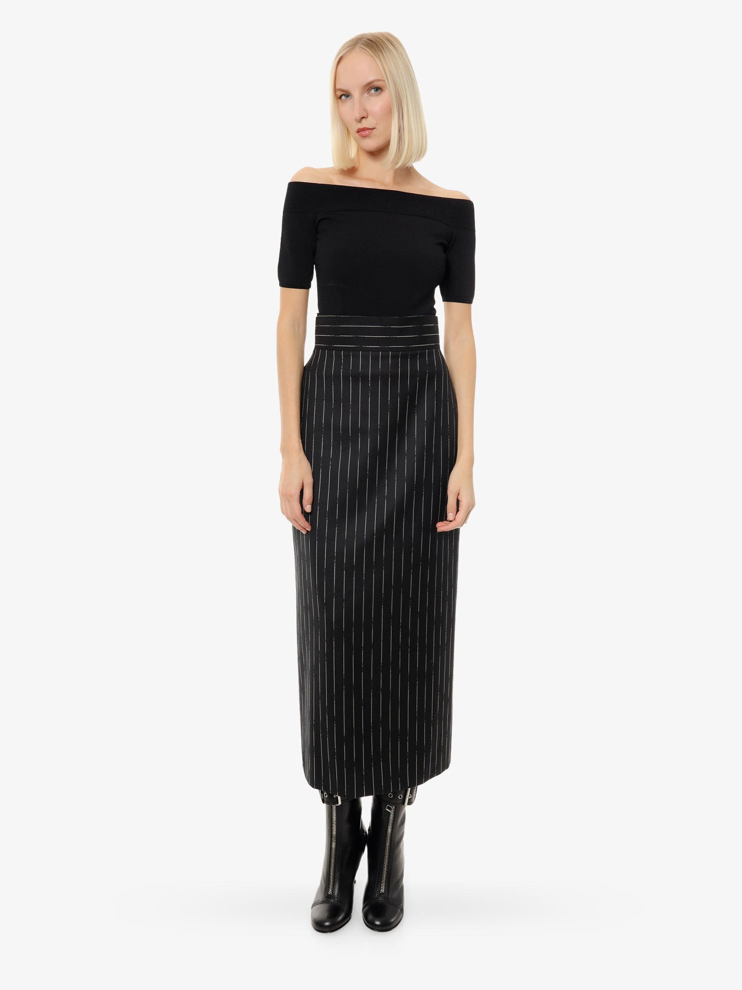 Wool Skirt With Striped Motif - 2