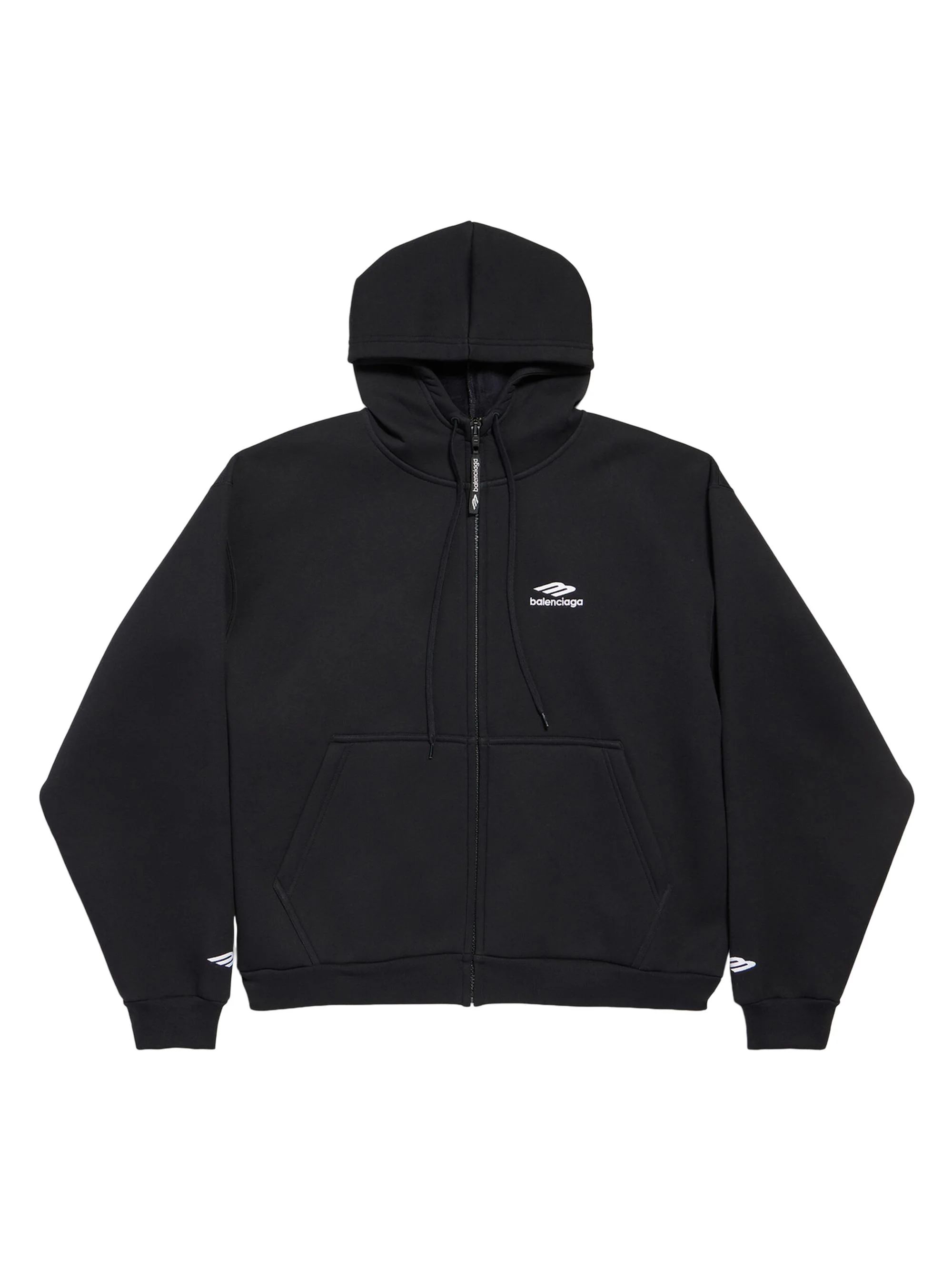Men's 3B Sports Icon Zip-Up Hoodie - Washed Black White - 1