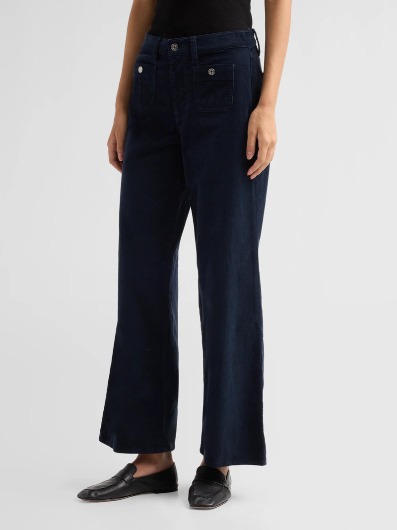 Women's Le Slim Palazzo Modernist Pocket Corduroy Pants - Navy 4