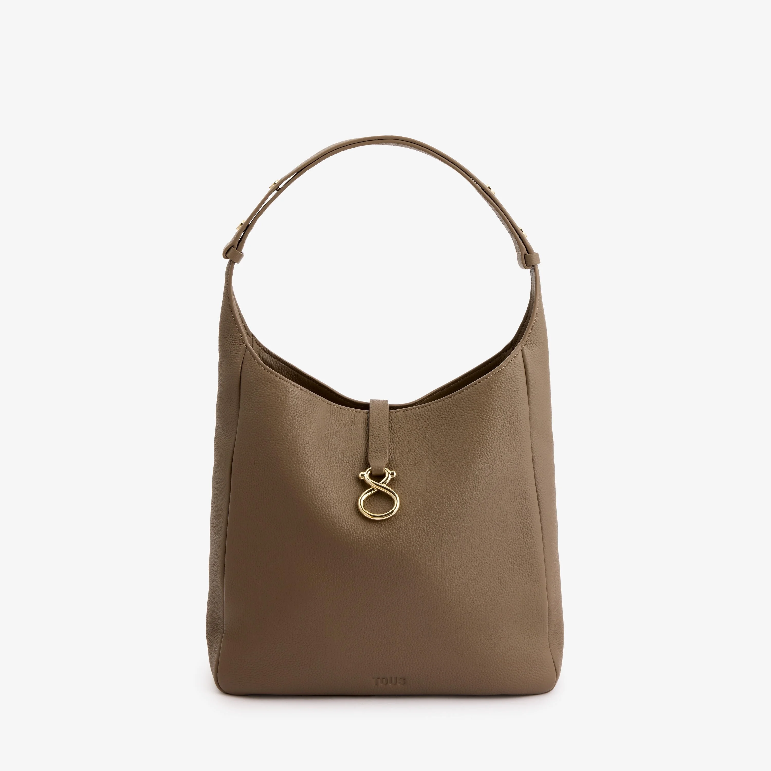 Dark-taupe-colored leather Shoulder bag TOUS Infinity - 1